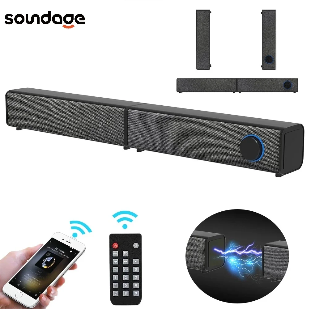 

Soundage TV Sound Bars Wireless Bluetooth Speakers Detachable Soundbar Home Theater Dual Connection Methods for TV PC Smartphone