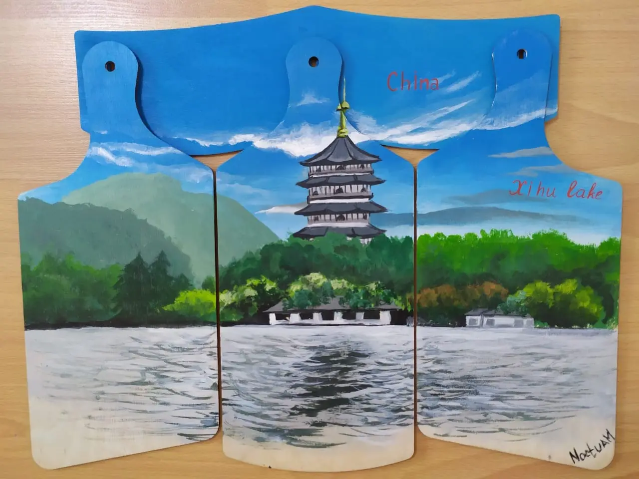 Картина из дерева природа Китая Xihu lake Baikal сувенир Русское ремесло | Дом и сад