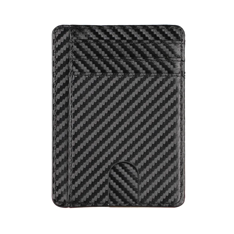 Carbon fiber black RFID блокирующий мужской кожаный бумажник тонкий кредитный держатель для карт бизнес мужской портативный мини кошелек для путешествий для мужчин - Цвет: Carbon fiber black