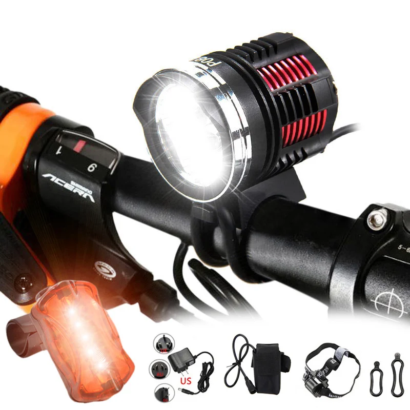 Водонепроницаемый велосипедный фонарь 6000 люмен с регулируемой головкой и