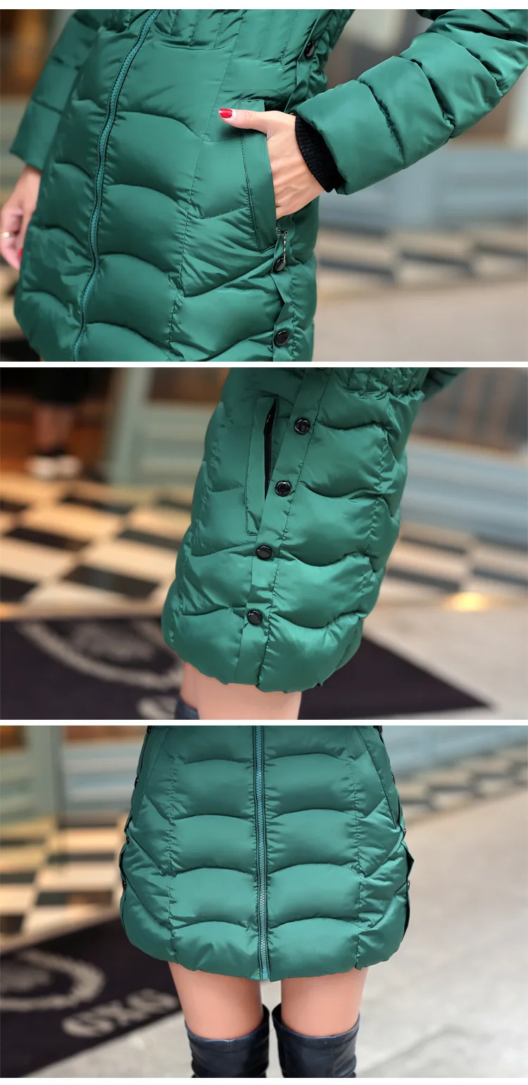 

Women's Long Down Winter Jacket women Casual Fur Collar Hooded Female Jacket Warm Thick Long Coat Women's Coat Plus Size L81205