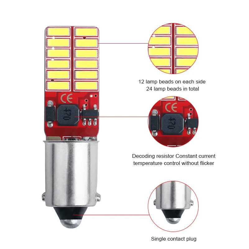 2 шт. Автомобильные светодиодные лампы Canbus BA9S T4W T2W T3W H5W 4014smd 12 В 12913 12910 12929 |