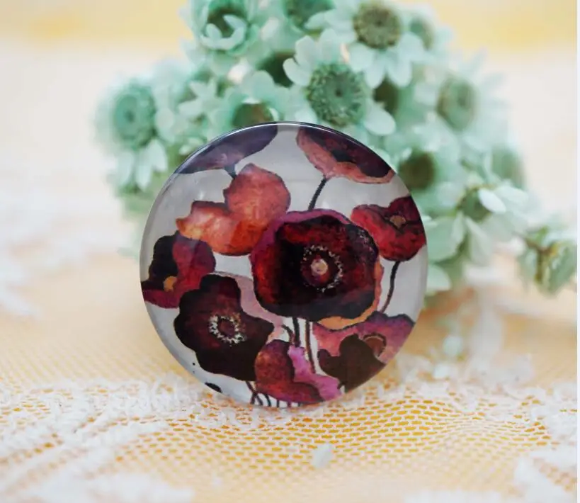 Круглый стеклянный кабошон в форме цветка для изготовления браслетов ожерелий
