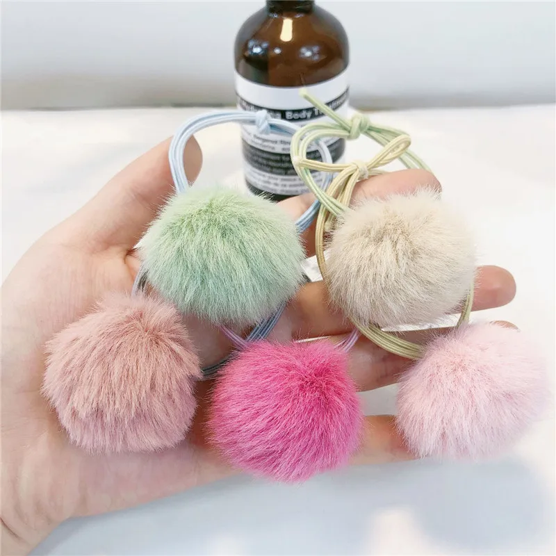 5 шт./компл. головной убор факс меховой шарик конский хвост держатели эластичное