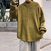 hem split pullover mens spring and autumn style korean fashion knit sweater loose sweater all match jacket men harajuku sweater