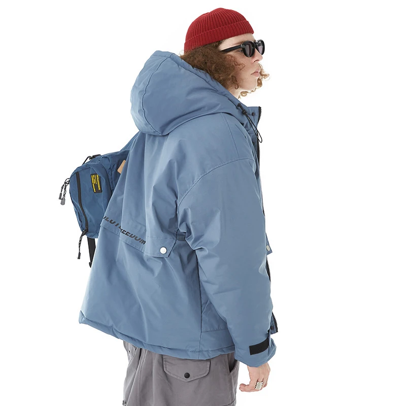 Однотонная мягкая теплая парка с капюшоном мужская пуховая куртка в стиле