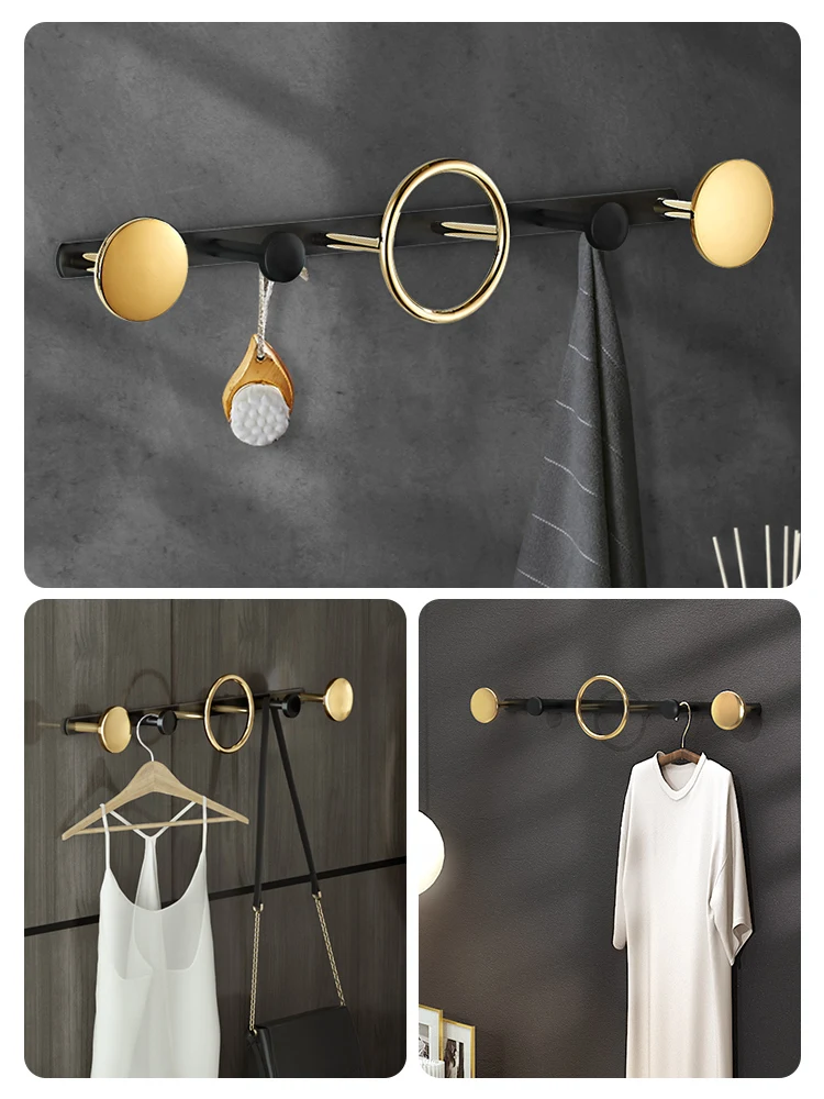 

bathroom accessories Bathroom wall-mounted brass jacket clothes hook hanging clothes on the back wall