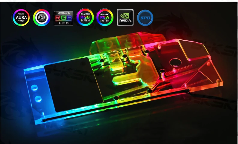 Bykski водоблок для Inno3D RTX2060/1660Ti ICHILL IceDragon Super Edition/медный радиаторный блок/3PIN 5V A-RGB/4PIN 12V RGB