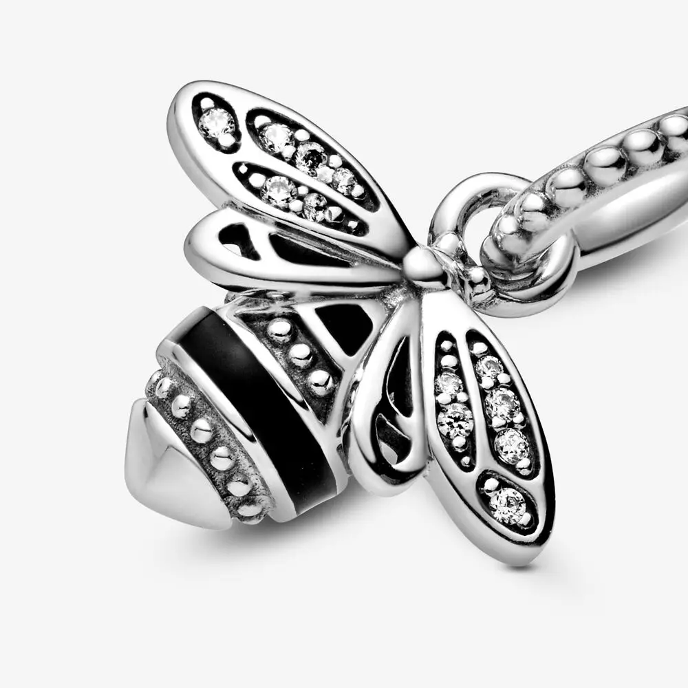 Серебряный блестящий кулон в виде пчелы и улей Подходит для Pandora с бусинами 925