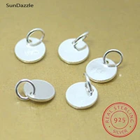 8mm real pure solid 925 sterling silver round tag pendant diy engrave print inscribe letter logo jewelry making findings