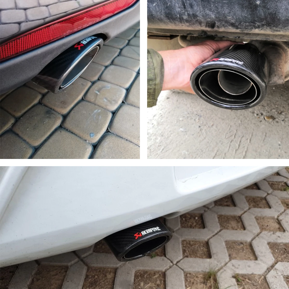 1 шт. Универсальный Овальный Наклонный Akrapovic углеродное волокно выхлопной трубы автомобиля глушитель наконечник глянцевый черный углеродного волокна фигурные края