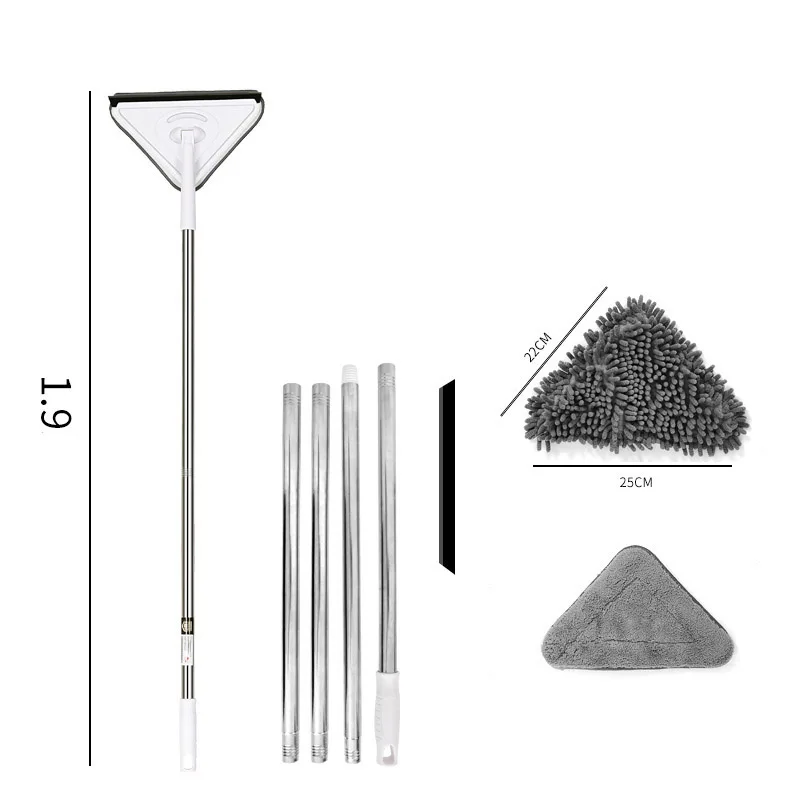 

Triangle Mop Rotatable Mophead Glass Window Cleaning Brush Telescopic Rod Mop Dry Wet Double Side Brush Household Accessories