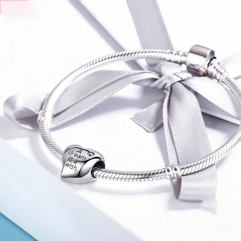 

Original Authentic 925 Sterling Silver popular Heart Bead for anniversary fit bracelet charm for Women Jewelry Gift