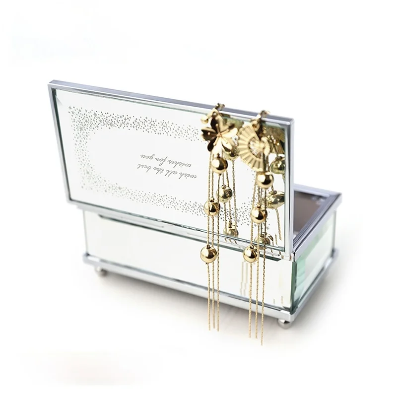 

Mirrored Music Box Gift Teacher Rectangle Girl Jewelery Music Boxes Birthday Gift Wife Cajas Musicales Present Box EH60MB