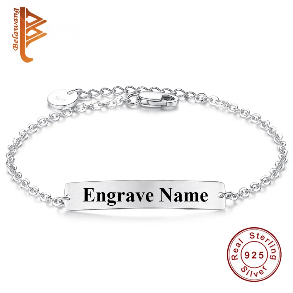 Женский браслет с гравировкой BELAWANG оригинальный из стерлингового серебра 925