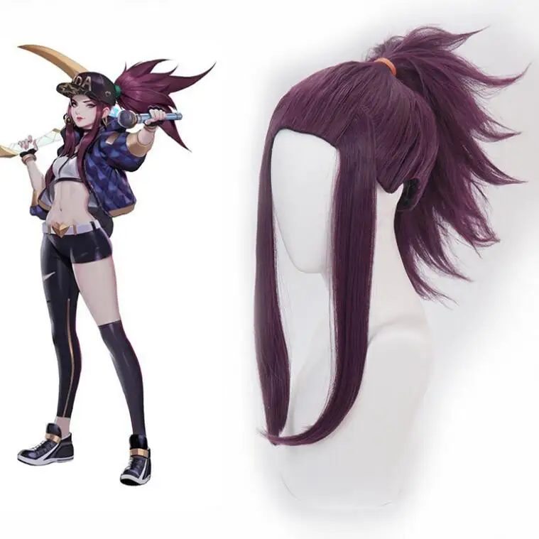 Парик для косплея из игры KDA K/DA Ahri парик лисьей шерсти 70 см с ушками Акали Эвелинн