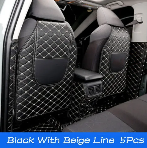 Beige Line 5Pcs Автомобиль все включено заднее сиденье анти-Kick Pad задняя спинка сиденья Крышка B столб защитный коврик для Toyota RAV4 RAV-4 - Название цвета: Beige Line 5Pcs