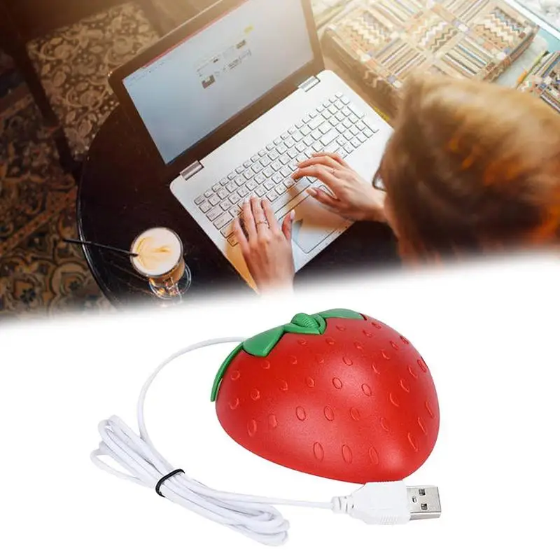 

Portable Cute Mini Strawberry Wired Mouse Usb Small Optical PC Computer Mouse 3d Fruit Shape Girl Gift Mice For Office Laptop