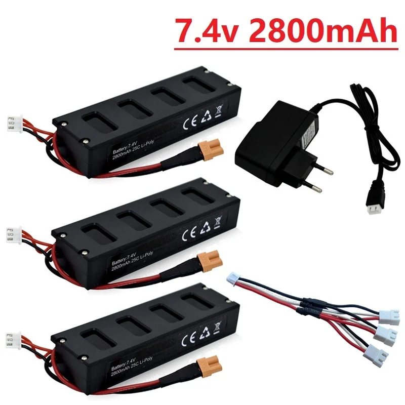 

7.4v 2800mah Li-po Battery and Charger For MJX R/C Bugs 3 B3 Drone 7.4V Battery for MJX B3 RC Quadcopter Spare Parts Accessories