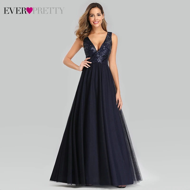 

Elegant Sequined Evening Dresses Long Ever Pretty EP00849NB A-Line V-Neck Sparkle Ladies Maxi Dresses Vestidos Largos Fiesta