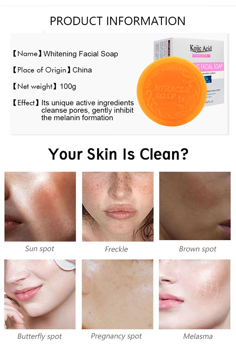 Темно черый Осветления Кожи Мыло койевая кислота Отбеливающее мыло глицерин