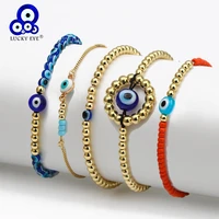 lucky eye copper beads blue turkish evil eye bracelet braided red rope adjustable bracelet for women girls fashion jewelry be138