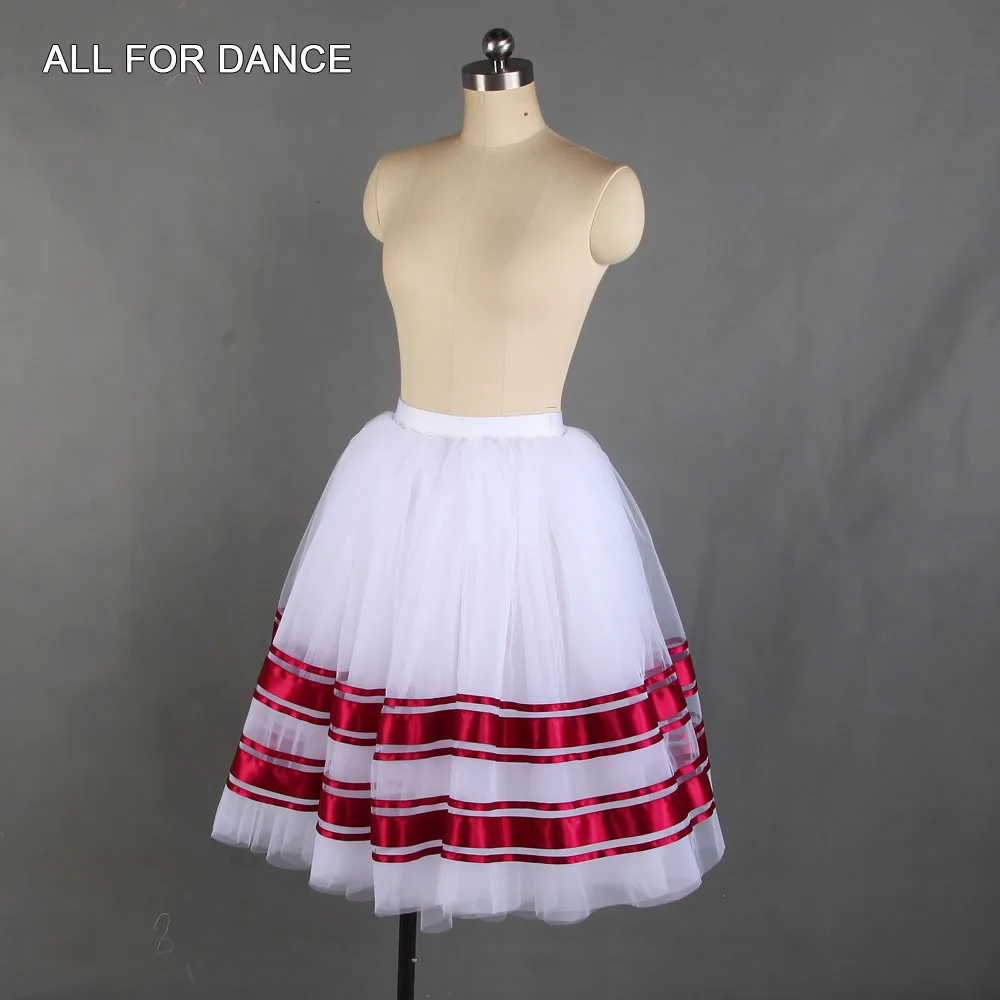 21214 Белая балетная юбка с лентой танцевальный костюм для девочек женская