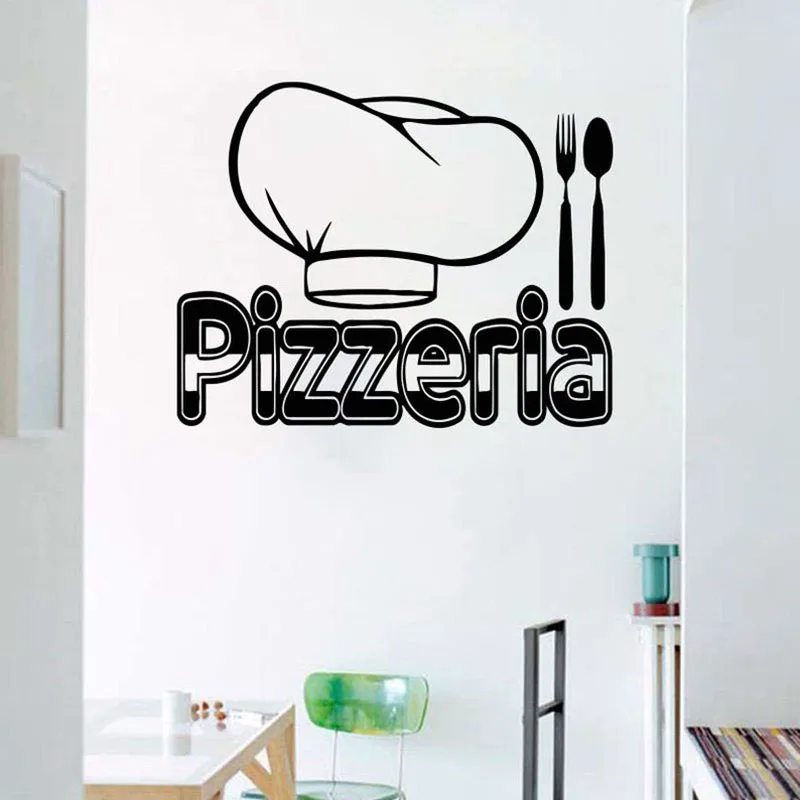 

Pizzeria Wall Decal Italy Food Pizza Pasta Italian Cuisine Restaurant Interior Decor Window Vinyl Sticker Chef Hat Mural Q513