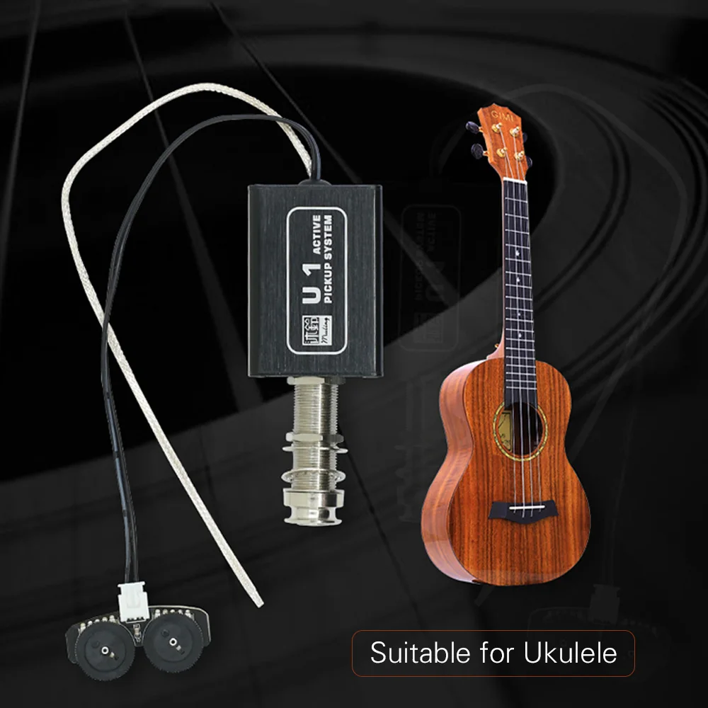 

Rechargeable Acoustic Guitar Pickup Active Piezo Pickup Pick-up Transducer with Volume and Tone Control for Ukulele