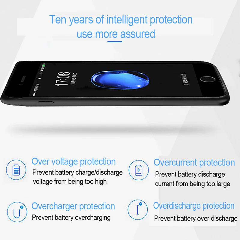 Мягкий силиконовый чехол с внешним резервным аккумулятором для iPhone 6 7 8 6S 6P 7P 8P