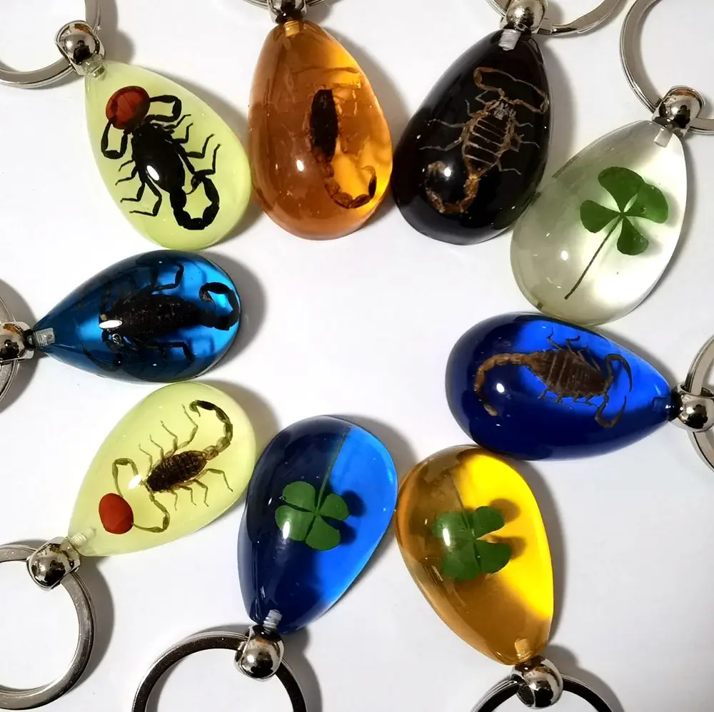

9 pcs fashion mixed insect scorpion drop design keychain