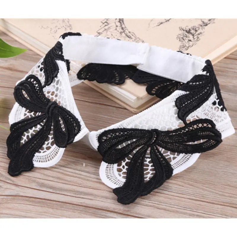 

Women Fashion Bow Style Fake Collar Detachable Net Mesh Lapel Necklace Shirt Accessory