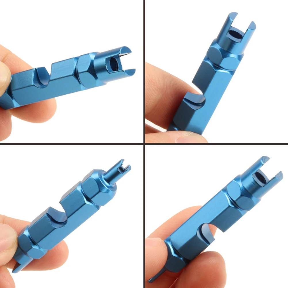 

Bike Valve Disassembly Tool Multifunction MTB Road Bike Valve Core Remover Aluminum Anti-slip Air Valve Spanner Disassembly Tool