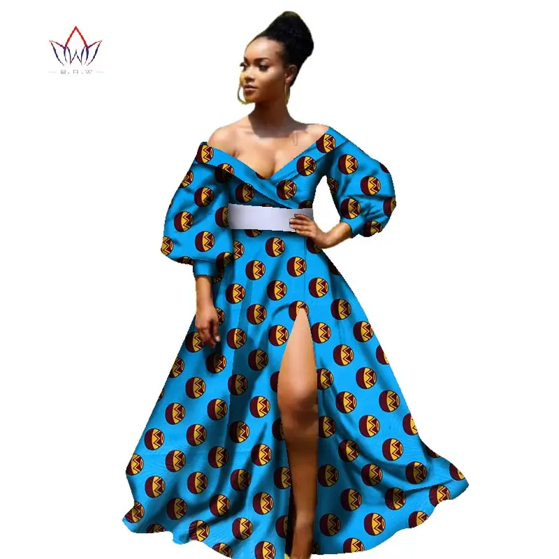 african bazin dresses for women african Three Quarter sleeves dresses for women african clothing wax dashiki fabric WY2255 - Цвет: 16