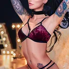 Бархатное чувственное нижнее белье, Женский однотонный комплект с бюстгальтером, Комплект эротического нижнего белья, Женский комплект из 2 предметов, сексуальное женское нижнее белье, пояс с подвязками