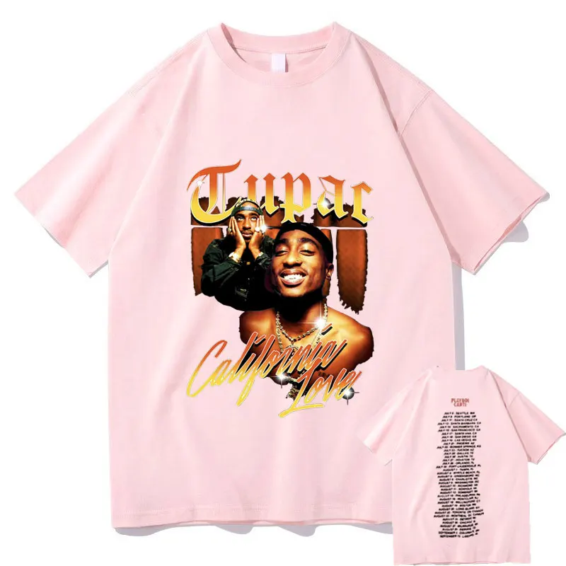 Awesome Tupac 2pac Rap Tshirt Oversized Harajuku Logo Print Tee Short Sleeve Regular Mens Quality Playboi Carti Hip Hop T Shirts