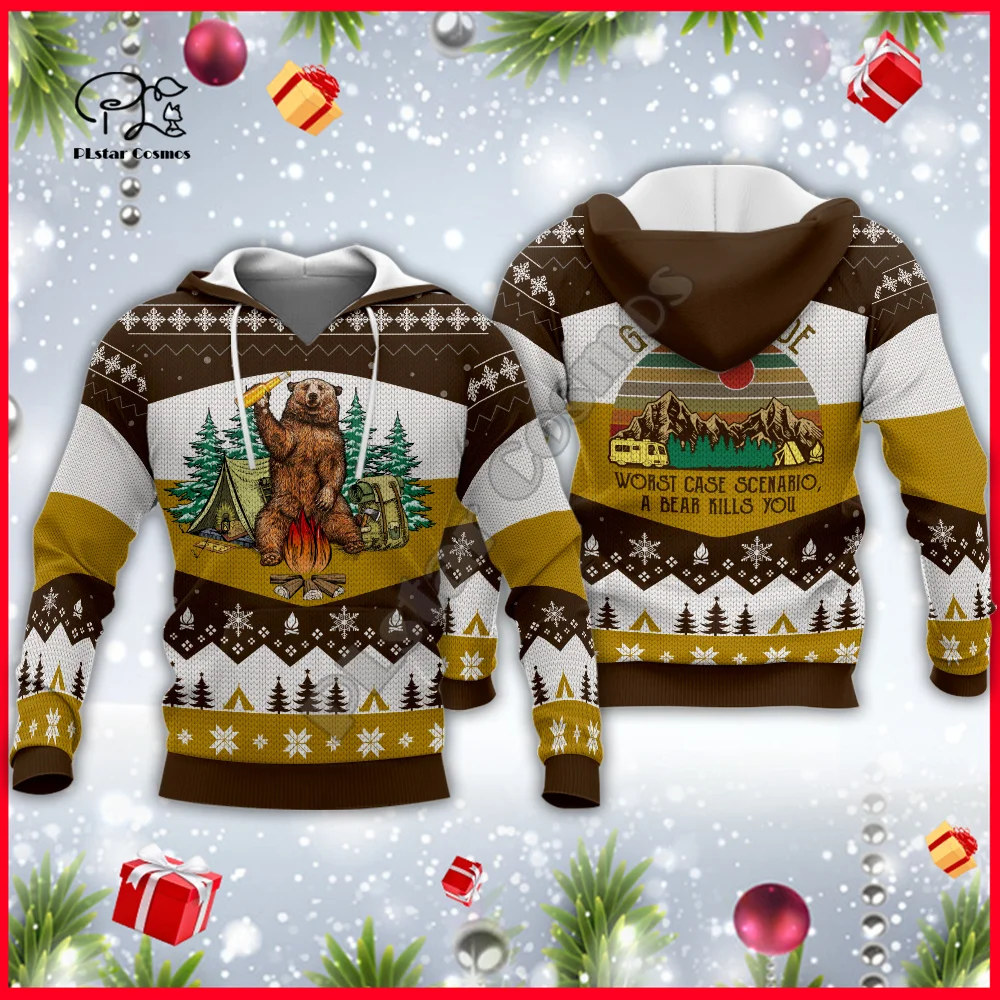 

PLstar Cosmos I Hate People Bear Christmas Xmas Pullover Colorful 3DPrint Men/Women Harajuku Funny Jacket Casual Zip Hoodies A3