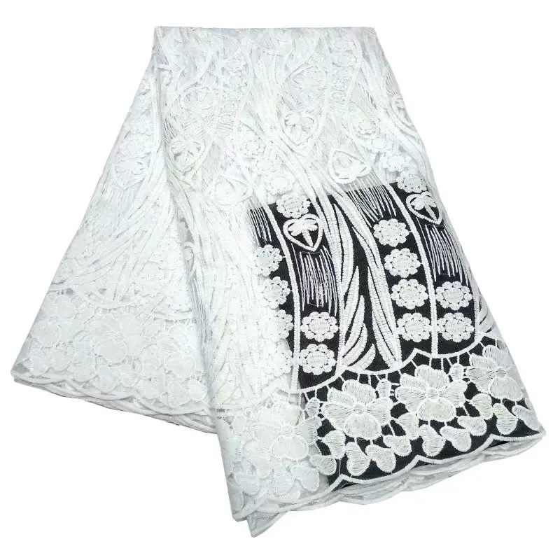 

2021 Новый готический стиль Вощеная африканская белая кружевная Вышивка Ткань «сделай сам» 6 ярдов лот