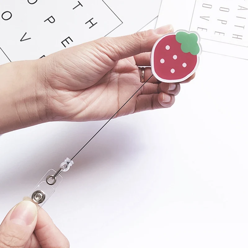 

Cute Flower Strawberry Retractable Badge Holder for Nurses Porta Credencial Name Tag id Card Holder Lanyards Badge Reel Clip