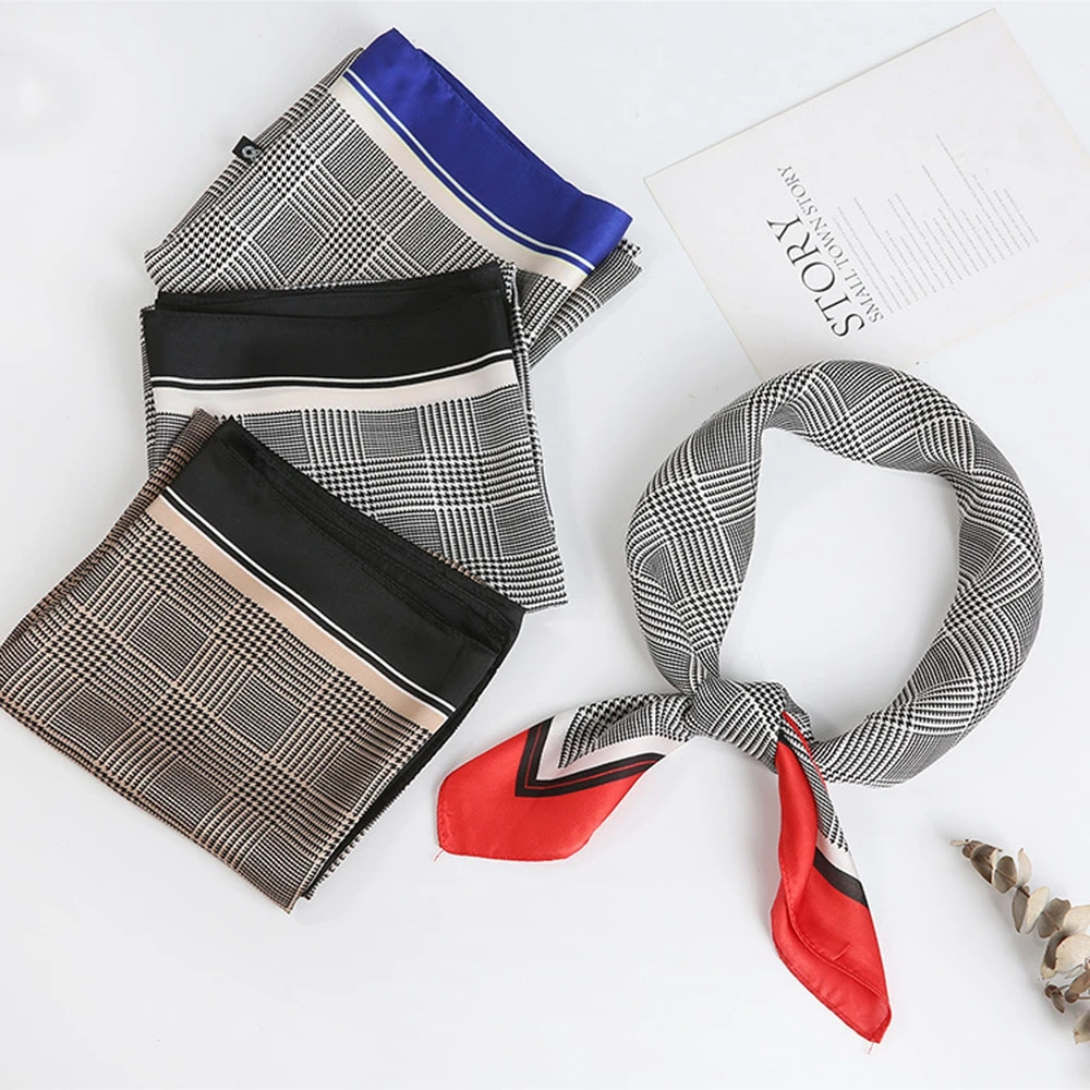 HanXi 70х70см женский квадратный шарф Шелковый Атласный хиджаб для волос