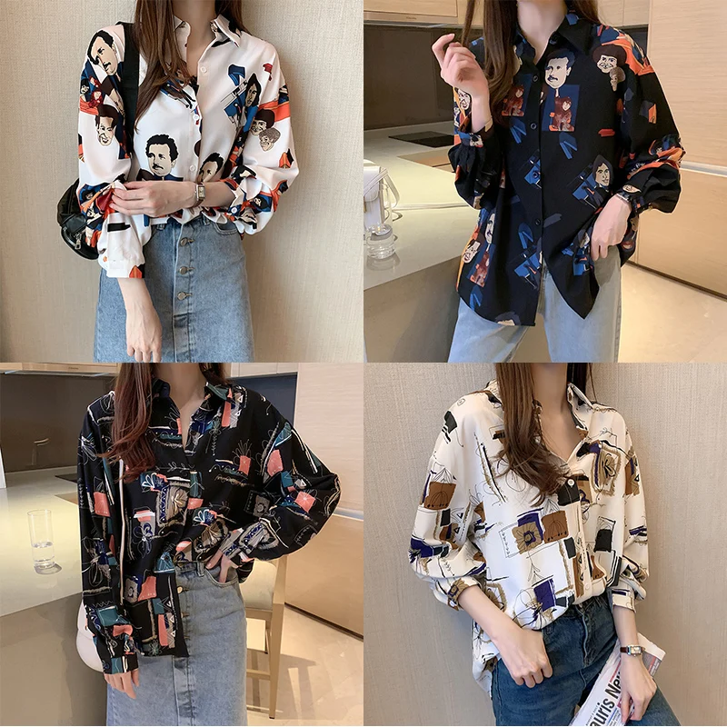 Женская шифоновая блузка с воротником-стойкой Повседневная Длинная офисная