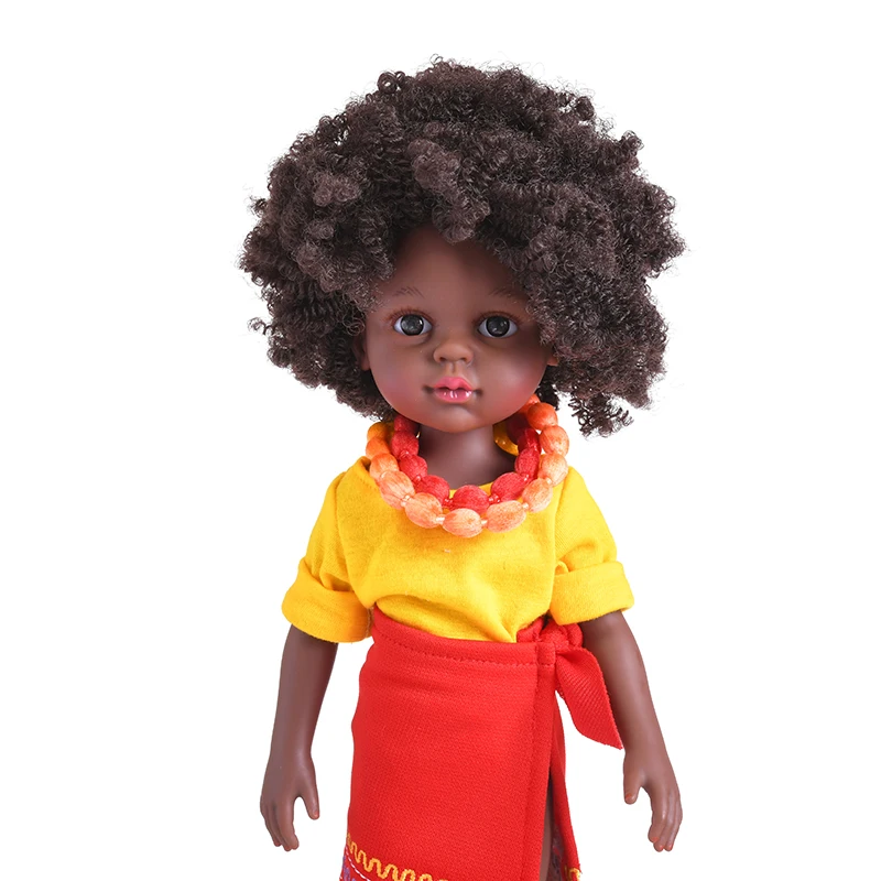 35cm black freckle bjd dolls full silicone african doll pretty girl bjd dolls toy with suit girls diy dress up make up toys gift free global shipping