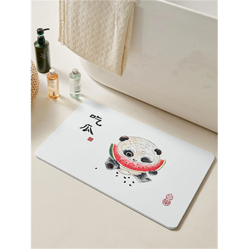 

Panda Nano Diatom Mud Cartoon Home Bath Mat Bathroom Carpet Quick Dry Absorption Non-Slip Washable Rug Toilet Drying Floor Mats