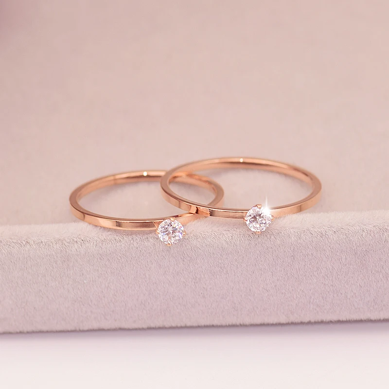 

Кольца Свадебные из титановой стали с фианитом, 2 мм