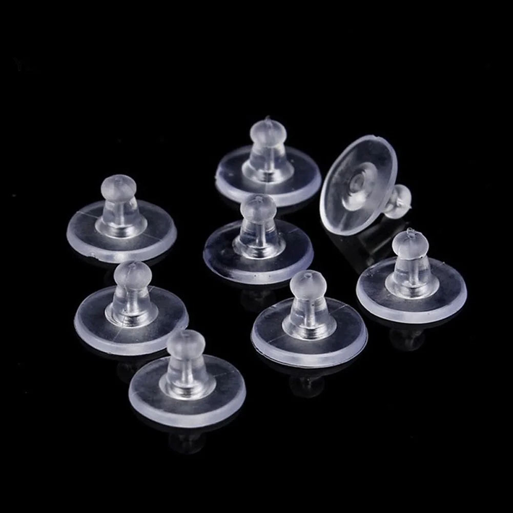 100 Pcs Backstops Safety Stud Jewelry Round Soft Stoppers Earring Backs DIY Ear Plugging Pads Caps Blocked Clear | Украшения и