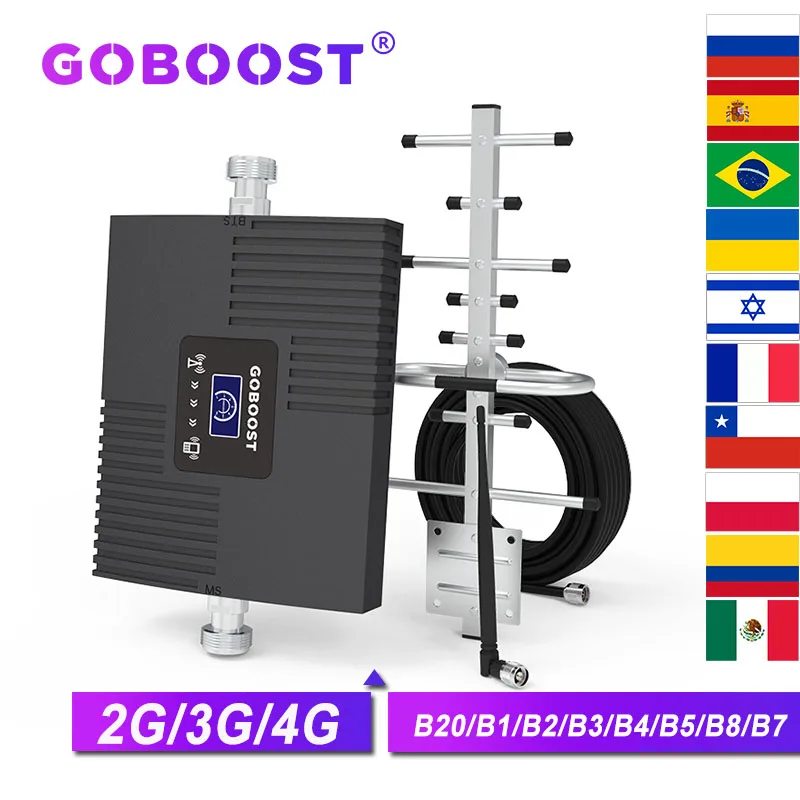 GOBOOST Gsm 2g 3g 850 900 2100 Cell Phone Signal Booster 4G 1700 1800 1900 2600 MHz Cellular Amplifier LTE 700 800 Repeater Kit | Мобильные