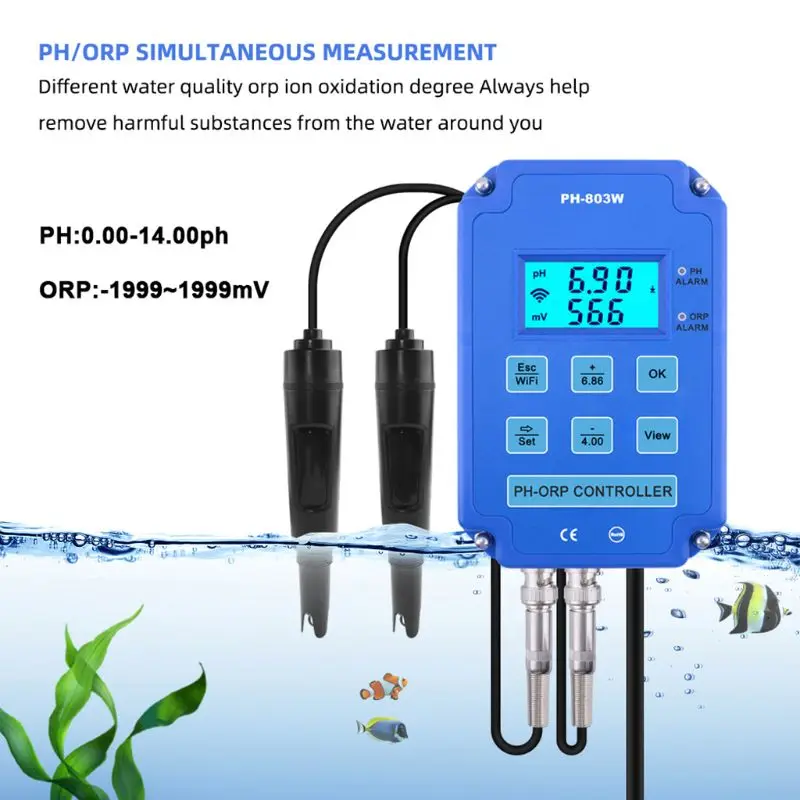

2-in-1 PH ORP Redox Controller Wifi Output Power Relay Monitor Water Quality