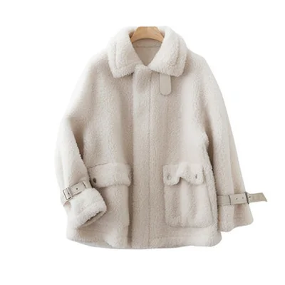 

Genayooa Ladies Jackets And Coats Winter Long Sleeve Loose Warm Casual Teddy Fur Jacket Women Wool Solid Thick Overcoat Korean