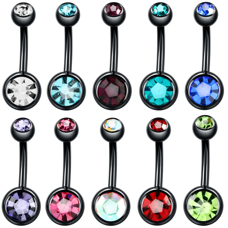 

Black Color Crystal Rhinestone Belly Button Rings Navel Piercings Ombligo Ball Nombril Sexy Belly Piercing
