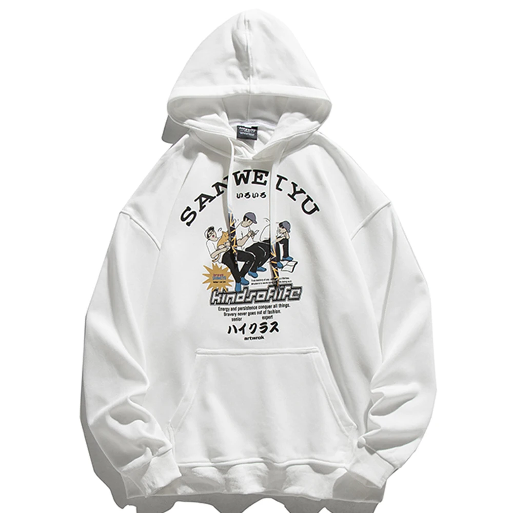 

2021 Autumn New Hip Hop Street Harajuku Men's Casual Cartoon Alphabet Character Printed Hoodies Sweater